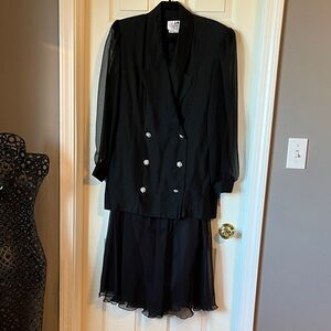 Caron Chicago Carbon Black Double-Breasted Midi Skirt Set